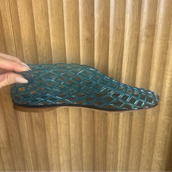 THE ROW Blue Mara Jelly Flat Slip On Sandal Shoes - Picture 7 of 9